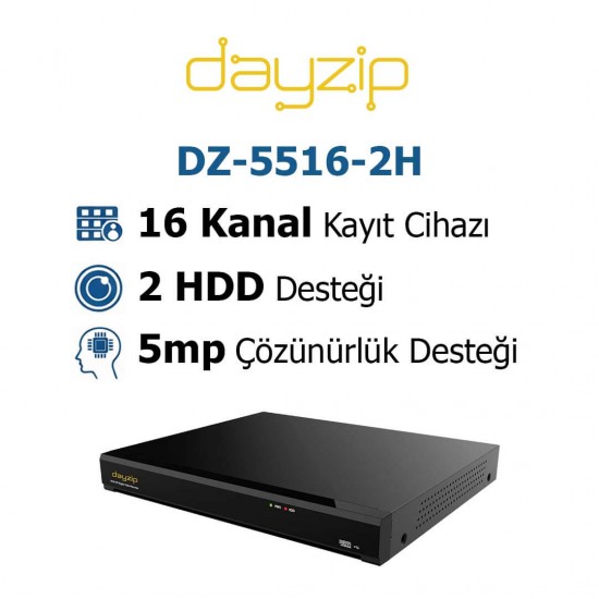 Dayzip DZ-5516-2H 16 Kanal 5mp Xvr Kayıt Cihazı Dayzip DZ-5516-2H 16 kanal 5MP XVR ses destekli güvenlik kayıt cihazı